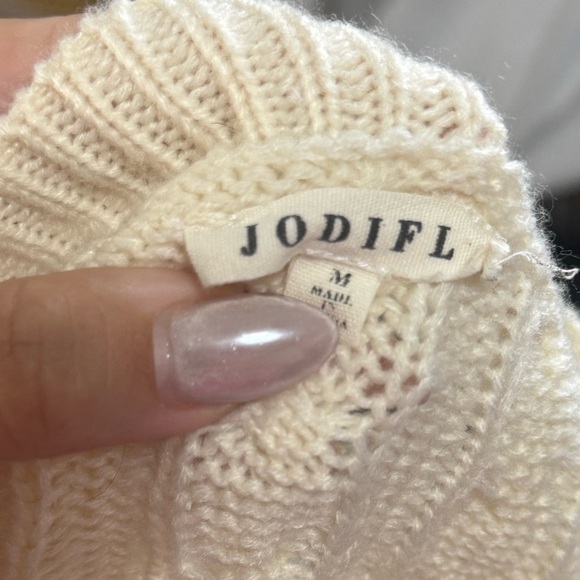 JODIFL Cream Cable-Knit Scoop Neck Sweater - Picture 2 of 6